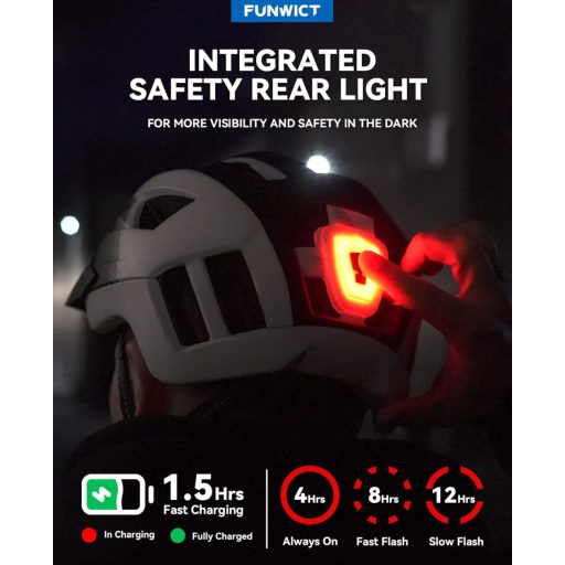 FUNWICT kerékpáros sisak napellenzővel, LED világítással és mágneses szemüvegtartóval