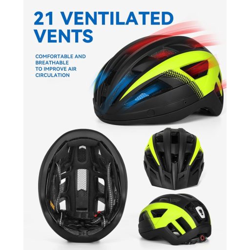 FUNWICT kerékpáros sisak napellenzővel, LED világítással és mágneses szemüvegtartóval