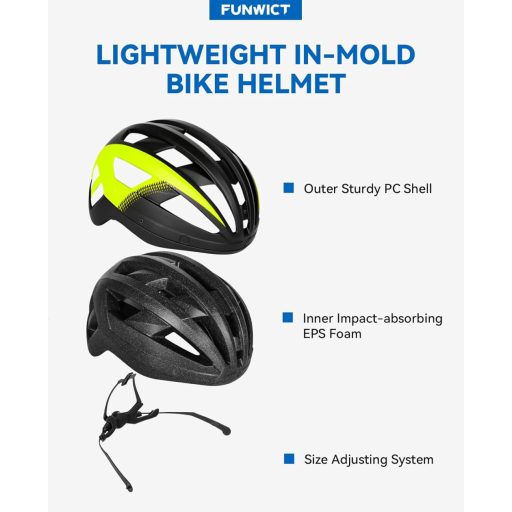FUNWICT kerékpáros sisak napellenzővel, LED világítással és mágneses szemüvegtartóval
