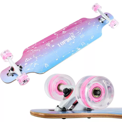 Longboard Skateboard CLYCTIP, 8 straturi de arțar, pentru începători și adulți, tip cruiser