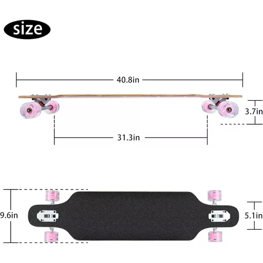 CLYCTIP Longboard Skateboard 8 rétegű juhar kezdőknek felnőtteknek cruiser