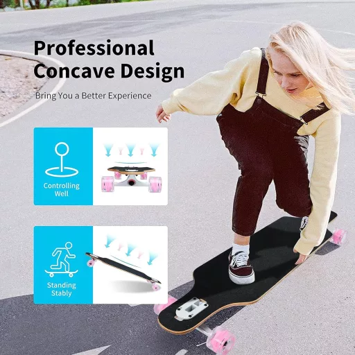 CLYCTIP Longboard Skateboard 8 rétegű juhar kezdőknek felnőtteknek cruiser