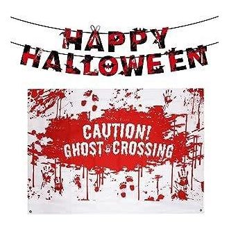   Halloweenová Súprava Obrovskej Vlajky a Dlhej Girlandy - Strašidelná Párty Dekorácia