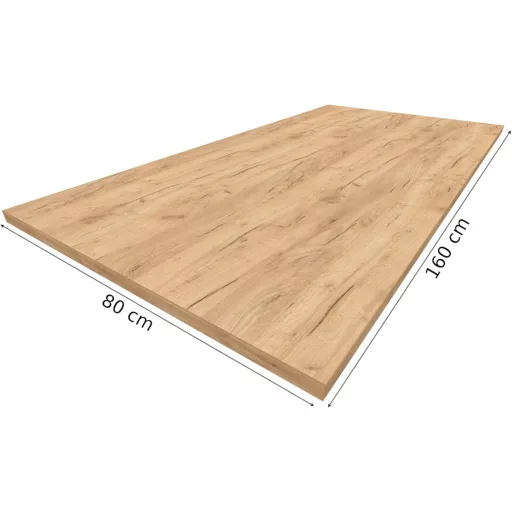 POKAR Asztallap 160x80 cm - Tömör Íróasztal és Étkezőasztal Lap Golden Craft Tölgy Színben, Könnyű Bútorlapból