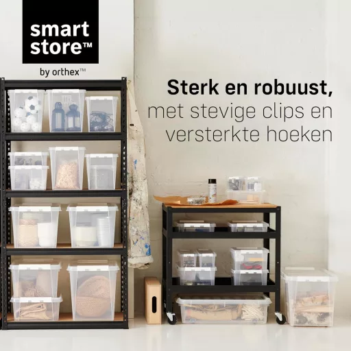 Set 10 Cutii de Depozitare SmartStore 8L, Transparente, Potrivite pentru Alimente, cu Închidere Sigură