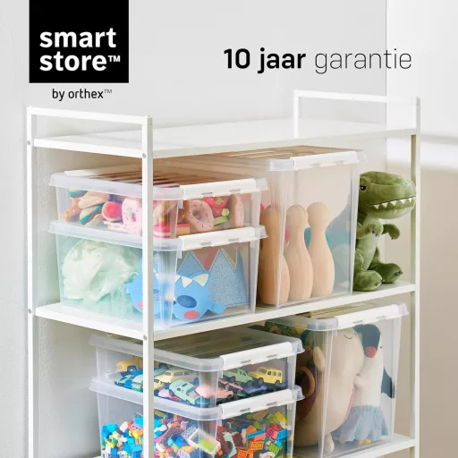Set 10 Cutii de Depozitare SmartStore 8L, Transparente, Potrivite pentru Alimente, cu Închidere Sigură