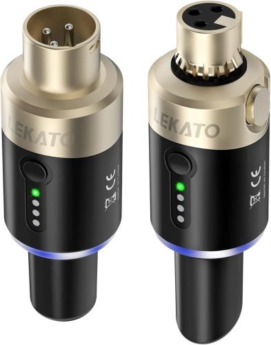 LEKATO 5.8 GHz Vezeték Nélküli XLR Mikrofon Rendszer - Dinamikus Mikrofonhoz, Keverőhöz, DSLR Kamerához, Hangosításhoz - 4 Csatornás