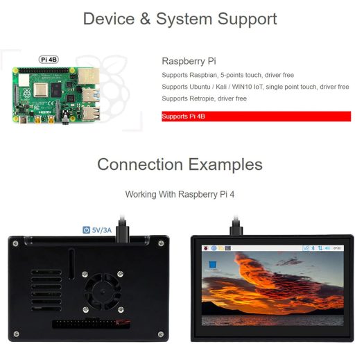 Waveshare 4.3" DSI LCD kijelző Raspberry Pi 4B-hez, 800×480 érintőképernyő