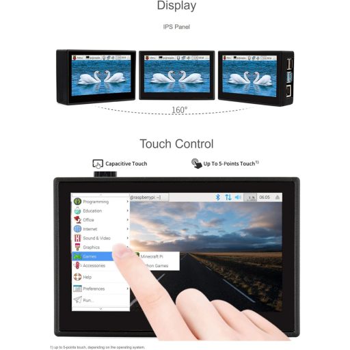 Waveshare 4.3" DSI LCD kijelző Raspberry Pi 4B-hez, 800×480 érintőképernyő