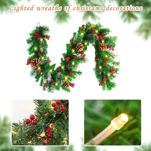 Božićna girlanda Boseago 270 cm s LED lampicama, za stepenice, vrata, kamin