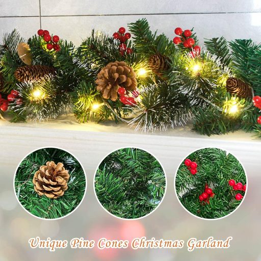 Božićna girlanda Boseago 270 cm s LED lampicama, za stepenice, vrata, kamin