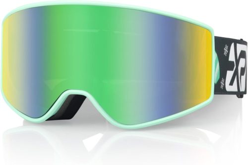 Ochelari de schi EXP VISION pentru copii - Albaștri, Anti-ceață, Protecție UV 100%, Purtare peste ochelari, Ochelari de snowboard compatibili cu cască, 2-14 ani