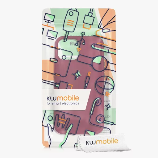 kwmobile iPhone 13 mini szilikon tok vezeték nélküli töltéshez, rebarbara piros