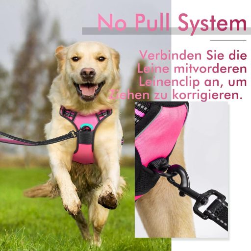 Rabbitgoo Rózsaszín Kutyahám S Méretben - Fényvisszaverős, Párnázott, Fogantyús