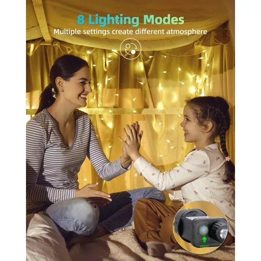 LEDYA 20m 200 LED Karácsonyi Fényfüzér Meleg Fehér 8 Mód Memória Vízálló IP44 - 20 m