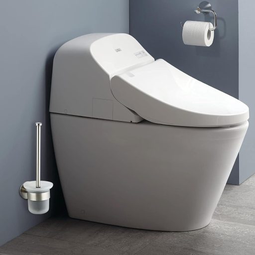 Set de baie MaxDoux, suport perie WC de perete, oțel inoxidabil și sticlă