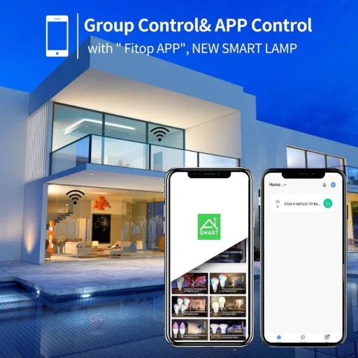 Fitop E14 WiFi LED okos izzó 2db, dimmer, RGB 16 millió szín, Alexa/Google Home - Single, E14-2pcs