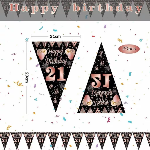 Ghirlandă "La mulți ani" aur roz, pentru 21 de ani