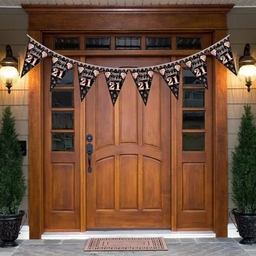 Ghirlandă "La mulți ani" aur roz, pentru 21 de ani