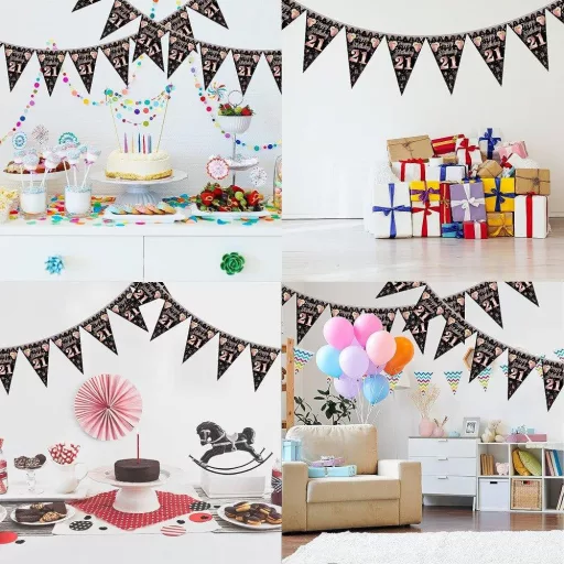 Ghirlandă "La mulți ani" aur roz, pentru 21 de ani