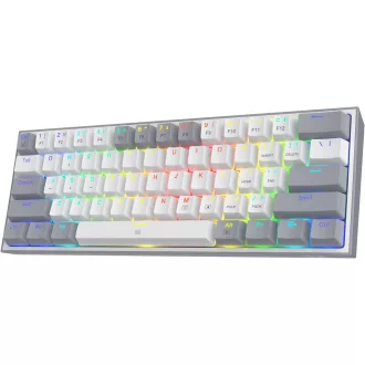   Tastatură mecanică de gaming Redragon K617 RGB - 60% compactă, 61 de taste, cu fir, switch-uri roșii liniare, cu suport driver Pro