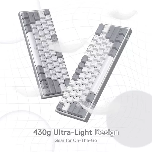 Tastatură mecanică de gaming Redragon K617 RGB - 60% compactă, 61 de taste, cu fir, switch-uri roșii liniare, cu suport driver Pro
