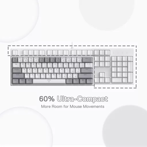 Tastatură mecanică de gaming Redragon K617 RGB - 60% compactă, 61 de taste, cu fir, switch-uri roșii liniare, cu suport driver Pro