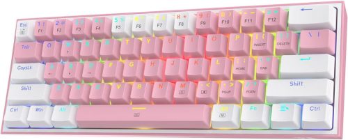 Redragon K617 RGB Mechanikus Gamer Billentyűzet - 60% Kompakt, 61 Gombos, Vezetékes, Lineáris Piros Kapcsolókkal, Pro Driver Támogatással