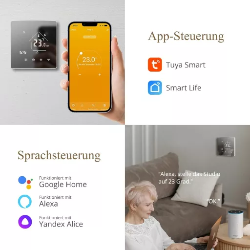 BEOK WiFi Okostermosztát Gázkazánhoz - Vezeték Nélküli Digitális Fali Fűtésszabályozó, Alexa és Google Home Kompatibilis, TGR85WIFI-WPB