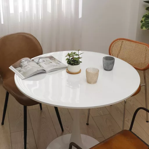 Folie de protecție transparentă rotundă Eralove pentru masă - Față de masă PVC cu diametrul de 120 cm - Față de masă impermeabilă cu grosimea de 2 mm - Protecție din plastic inodoră, cu dimensiuni precise