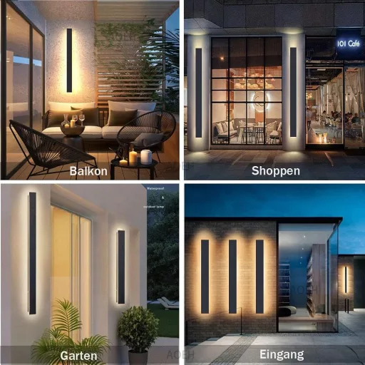 AOEH 115cm LED fali lámpa alumínium IP65 vízálló meleg fehér kültéri beltéri