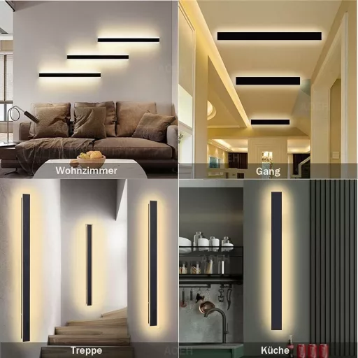 AOEH 115cm LED fali lámpa alumínium IP65 vízálló meleg fehér kültéri beltéri