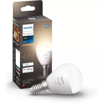   Bec LED Philips Hue E14 formă picătură, reglabil (dimmable) alb cald, control inteligent - 1 bucată, Alb