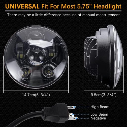 JMTBNO 5.75" LED Motoros Fényszóró E-Jóváhagyott Cafe Racer Scrambler Harley Sportster