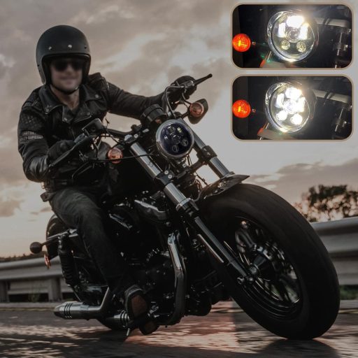 JMTBNO 5.75" LED Motoros Fényszóró E-Jóváhagyott Cafe Racer Scrambler Harley Sportster