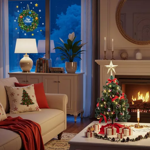 Decorațiune de Crăciun HAUSPROFI, brad LED de 60 cm, mini brad artificial cu lumină, 20 de globuri și bază de lemn