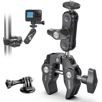   ULANZI R094 Super Clamp Rák 360° Dupla Gömbfej Kamera LED Lámpa Stabilizátor Tartó