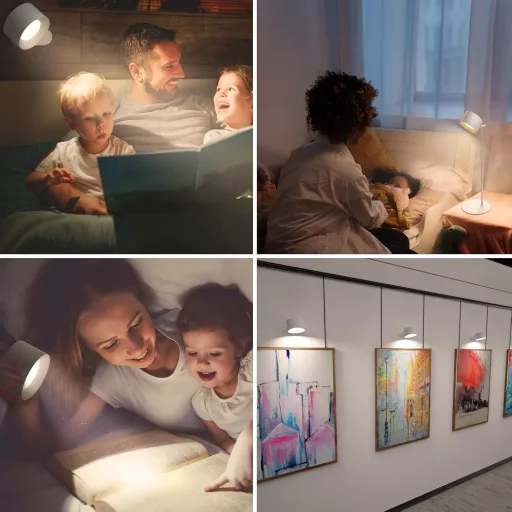 LED stolná lampa Feallive s funkciou stmievania, USB nabíjaním a 360° otočným ramenom na čítanie