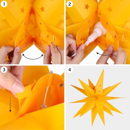 SALCAR 60 cm svietiaca vianočná hviezda, vonkajšia aj vnútorná LED dekorácia, žltá