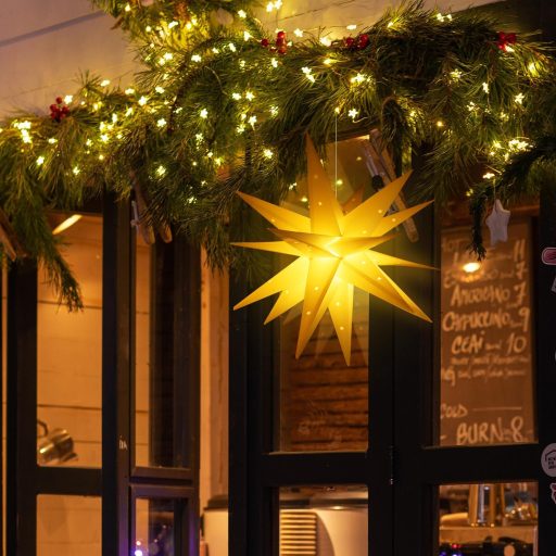 Stea de Crăciun luminoasă SALCAR 60 cm, pentru exterior și interior, decor LED, galbenă