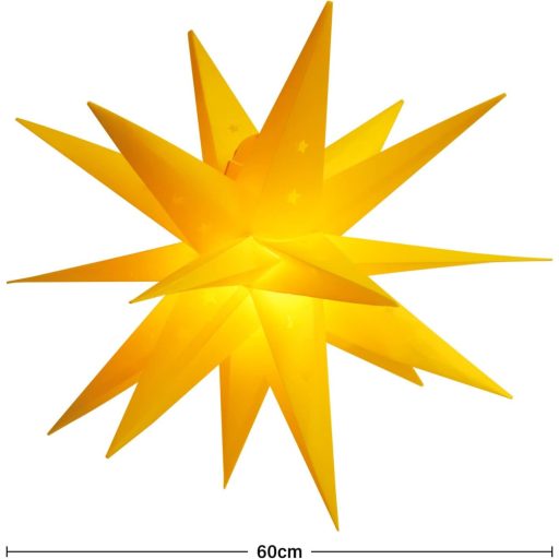 Stea de Crăciun luminoasă SALCAR 60 cm, pentru exterior și interior, decor LED, galbenă