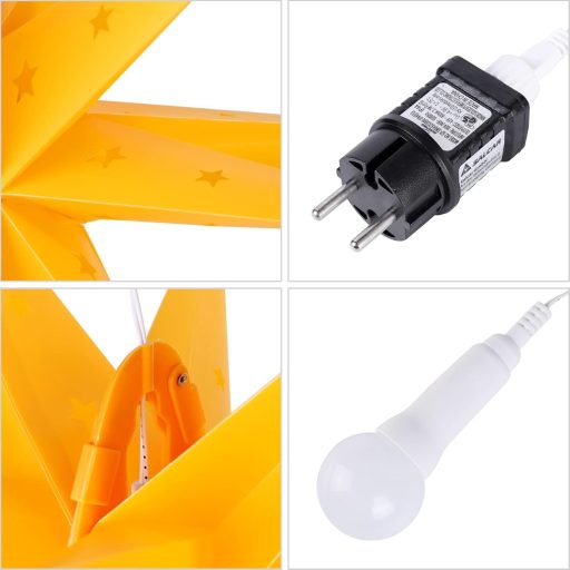 Stea de Crăciun luminoasă SALCAR 60 cm, pentru exterior și interior, decor LED, galbenă