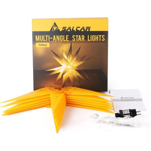 Stea de Crăciun luminoasă SALCAR 60 cm, pentru exterior și interior, decor LED, galbenă