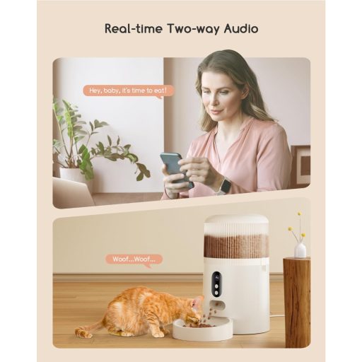 Faroro Automatikus Macskaeledel Adagoló Kamerával, WiFi Vezérléssel és Éjszakai Látással