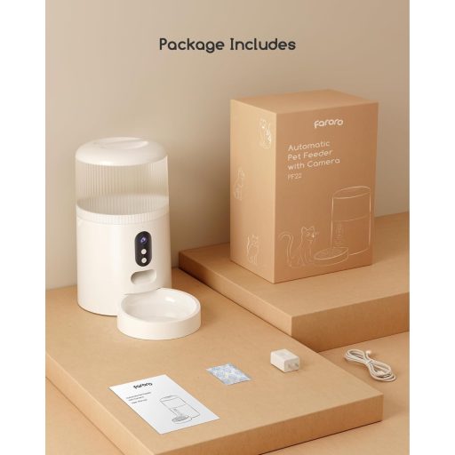 Faroro Automatikus Macskaeledel Adagoló Kamerával, WiFi Vezérléssel és Éjszakai Látással