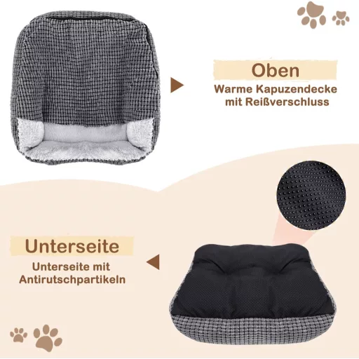 JOEJOY Közepes Kutyaágy Levehető Takaróval, Mosható Kordbársony Kutyakosár 18kg-ig