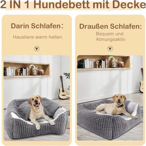 JOEJOY Közepes Kutyaágy Levehető Takaróval, Mosható Kordbársony Kutyakosár 18kg-ig