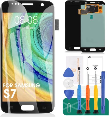 SRJTEK Ecran LCD de schimb pentru Samsung Galaxy S7, OLED Touchscreen pentru modelele SM-G930F/A/P, Kit de digitizare cu instrumente de montare, Rezoluție 1440x2560