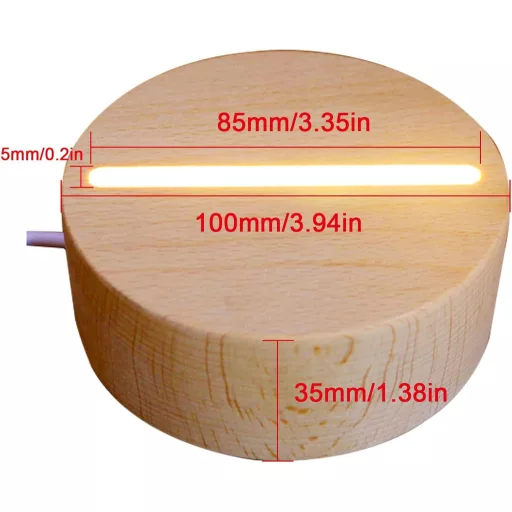 CDIYTOOL LED osvijetljeno drveno postolje 2 kom USB toplo bijelo okrugli dekorativni stolni zaslon