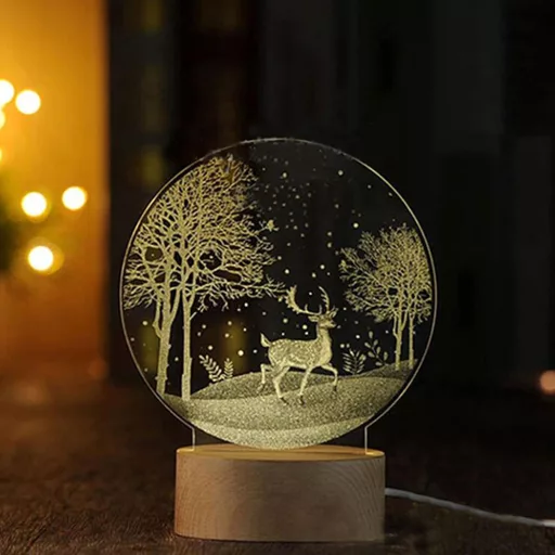 CDIYTOOL LED osvijetljeno drveno postolje 2 kom USB toplo bijelo okrugli dekorativni stolni zaslon